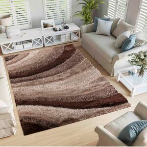 Serdim Rugs Modern Soft Waves Design Hand Carved Shiny Shimmer Living Room Polyester Shaggy Rugs, Bronze, 80x150cm (2'6"x5'0") Serdim Rugs Modern Soft Waves Design Hand Carved Shiny Shimmer Living Room Polyester Shaggy Rugs, Bronze, 80x150cm (2'6"x5'0")