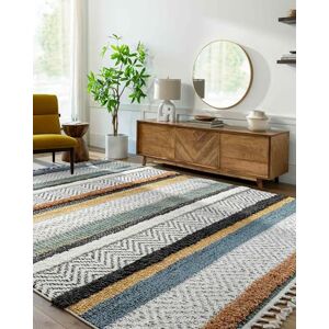 Livabliss Cascadena Akabli Shaggy Carpet Runner 60x90 cm, Soft Plush Thick Pile for Hallway & Bedroom, Neutral Boho Design, Easy Care, Ivory Mustard Blue Orange Livabliss Cascadena Akabli Shaggy Carpet Runner 60x90 cm, Soft Plush Thick Pile for Hallway & Bedroom, Neutral Boho Design, Easy Care, Ivory Mustard Blue Orange