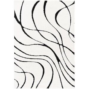 Safavieh Florida Shag Collection Shaggy Rug for Living Room Dining Room Bedroom High Pile Cream and Black 24 x 36 Inch Safavieh Florida Shag Collection Shaggy Rug for Living Room Dining Room Bedroom High Pile Cream and Black 24 x 36 Inch