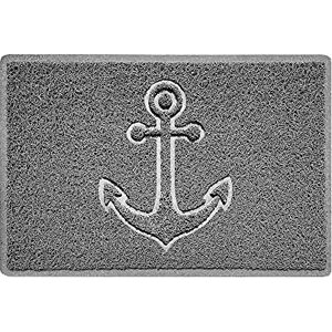 Nicoman Anchor Embossed Shape Door Mat Dirt-Trapper Jet-Washable Doormat-(Use Indoor or Sheltered Outdoor)-(60x40cm/23.6x15.7inches, Small) Grey Nicoman Anchor Embossed Shape Door Mat Dirt-Trapper Jet-Washable Doormat-(Use Indoor or Sheltered Outdoor)-(60x40cm/23.6x15.7inches, Small) Grey
