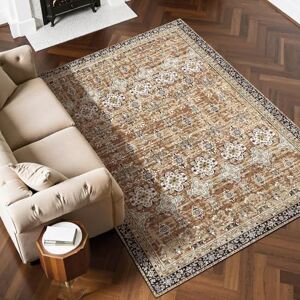 VEVOR Area Rug, 6 x 9 ft Large Washable Rug, Non-Slip and Tear-Resistant Soft Carpet, Pet & Child Friendly Vintage Area Rugs, Indoor Mat for Bedroom, Living Room, Kids Room, Entryway, Brown Green VEVOR Area Rug, 6 x 9 ft Large Washable Rug, Non-Slip and Tear-Resistant Soft Carpet, Pet & Child Friendly Vintage Area Rugs, Indoor Mat for Bedroom, Living Room, Kids Room, Entryway, Brown Green