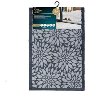 JVL Mega Mat Machine Washable Entrance Doormat, 50x75cm, Flowers, Grey JVL Mega Mat Machine Washable Entrance Doormat, 50x75cm, Flowers, Grey