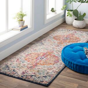 Livabliss Lou Asmara Vintage Carpet Runner 80x220 cm, Traditional Multicolour Boho Design for Hallway, Living Room & Kitchen, Easy Care Pile, Blue Orange Livabliss Lou Asmara Vintage Carpet Runner 80x220 cm, Traditional Multicolour Boho Design for Hallway, Living Room & Kitchen, Easy Care Pile, Blue Orange
