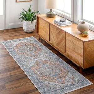 Livabliss Perth Machine Washable Vintage Runners Living Room, 66x115 cm Traditional Boho Style, Dining Room, Kitchen, Outdoor, Hallway Rust, Blue, Beige Livabliss Perth Machine Washable Vintage Runners Living Room, 66x115 cm Traditional Boho Style, Dining Room, Kitchen, Outdoor, Hallway Rust, Blue, Beige