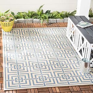 Safavieh Geometric Rug for Indoor & Outdoor Beachhouse Collection, Short Pile, in Cream and Blue color, 79 X 152 cm Safavieh Geometric Rug for Indoor & Outdoor Beachhouse Collection, Short Pile, in Cream and Blue color, 79 X 152 cm