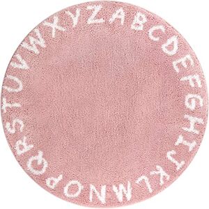 Lahome Pink Round Rug for Girls Bedroom 3' Circle Nursery Rug for Kids Room Washable Non-Slip ABC Alphabet Baby Kids Rug Carpet for Bedroom Girls Playroom Nursery Rug Decor (3' Diameter, Pink) Lahome Pink Round Rug for Girls Bedroom 3' Circle Nursery Rug for Kids Room Washable Non-Slip ABC Alphabet Baby Kids Rug Carpet for Bedroom Girls Playroom Nursery Rug Decor (3' Diameter, Pink)