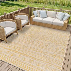 Livabliss Alora Indoor Outdoor Rug Large Boho Rugs for Living Room 200x275 cm Dining, Kitchen Carpet, Patterned Neutral and Coloured Rugs, Waterproof, Stain Durable Mustard and Ivory Livabliss Alora Indoor Outdoor Rug Large Boho Rugs for Living Room 200x275 cm Dining, Kitchen Carpet, Patterned Neutral and Coloured Rugs, Waterproof, Stain Durable Mustard and Ivory