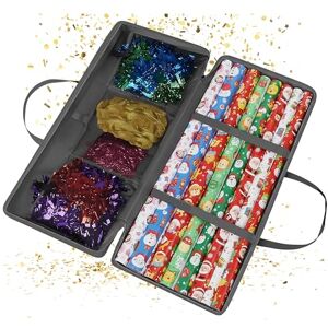 Relaxdays gift wrap organizer, zip closure, handles, 3 mesh pockets for accessories, HxWxD: 34 x 82 x 13 cm, grey Relaxdays gift wrap organizer, zip closure, handles, 3 mesh pockets for accessories, HxWxD: 34 x 82 x 13 cm, grey