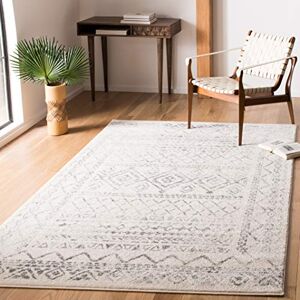 Safavieh Boho Chic Rug for Living Room, Dining Room, Bedroom Tulum Collection, Short Pile, in Ivory and Grey, 91 X 152 cm Safavieh Boho Chic Rug for Living Room, Dining Room, Bedroom Tulum Collection, Short Pile, in Ivory and Grey, 91 X 152 cm