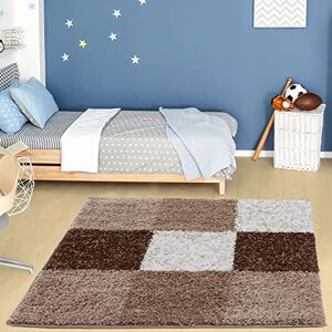 THE RUGS Area Rug – Modern Luxury Shaggy Rug, Multicolour Pattern Carpet, Ultra Soft for Bedroom, Living Room, Kids Room, (120 cm Square, Brown) THE RUGS Area Rug – Modern Luxury Shaggy Rug, Multicolour Pattern Carpet, Ultra Soft for Bedroom, Living Room, Kids Room, (120 cm Square, Brown)
