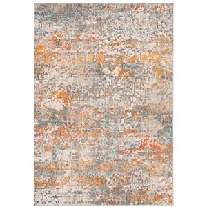 Safavieh Modern Chic Rug for Living Room Dining Room Bedroom Madison Collection Short Pile Grey and Orange 24 x 36 Inch Safavieh Modern Chic Rug for Living Room Dining Room Bedroom Madison Collection Short Pile Grey and Orange 24 x 36 Inch