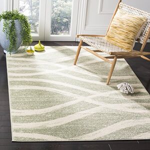 Safavieh Modern Wave Distressed Rug for Living Room, Dining Room, Bedroom Adirondack Collection, Short Pile, in Sage and Cream, 122 X 183 cm Safavieh Modern Wave Distressed Rug for Living Room, Dining Room, Bedroom Adirondack Collection, Short Pile, in Sage and Cream, 122 X 183 cm