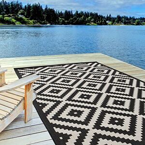 THE RUGS Outdoor Rug – Weather & UV Resistant Outdoor/Indoor Area Rugs Durable Rugs for Patio, Deck, Garden, Kitchen, Bathroom or Living Room Black, 200 x 290 cm THE RUGS Outdoor Rug – Weather & UV Resistant Outdoor/Indoor Area Rugs Durable Rugs for Patio, Deck, Garden, Kitchen, Bathroom or Living Room Black, 200 x 290 cm