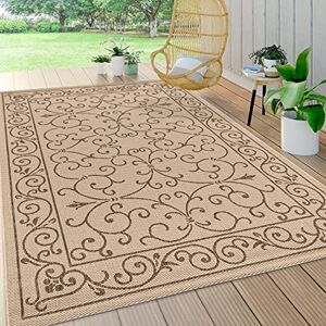 JONATHAN Y SMB106A-5 Charleston Vintage Filigree Textured Weave Indoor Outdoor Area Rug, Classic, Traditional, Easy Clean, Bedroom, Kitchen, Backyard, Patio, Non Shed, Beige/Brown, 150 cm X 240 cm JONATHAN Y SMB106A-5 Charleston Vintage Filigree Textured Weave Indoor Outdoor Area Rug, Classic, Traditional, Easy Clean, Bedroom, Kitchen, Backyard, Patio, Non Shed, Beige/Brown, 150 cm X 240 cm