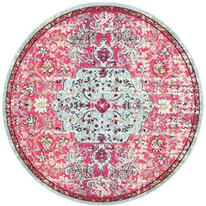 Safavieh Modern Chic Rug for Living Room Dining Room Bedroom Madison Collection Short Pile Fuchsia and Teal Green 4ft x 4ft Safavieh Modern Chic Rug for Living Room Dining Room Bedroom Madison Collection Short Pile Fuchsia and Teal Green 4ft x 4ft