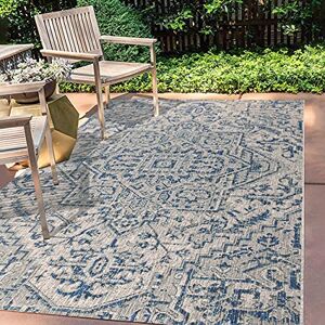 JONATHAN Y SMB105B-5 Estrella Bohemian Medallion Textured Weave Indoor Outdoor Area Rug, Coastal, Traditional, Easy Cleaning, Bedroom, Kitchen, Backyard, Patio, Non Shed, Navy/Gray, 150 cm X 240 cm JONATHAN Y SMB105B-5 Estrella Bohemian Medallion Textured Weave Indoor Outdoor Area Rug, Coastal, Traditional, Easy Cleaning, Bedroom, Kitchen, Backyard, Patio, Non Shed, Navy/Gray, 150 cm X 240 cm