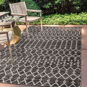JONATHAN Y SMB108F-8 Ourika Moroccan Geometric Textured Weave Indoor Outdoor Area Rug, Bohemian, Sc&inavian Easy Cleaning, Bedroom, Kitchen, Backyard, Patio, Non Shed, Black/Gray, 240 cm X 300 cm JONATHAN Y SMB108F-8 Ourika Moroccan Geometric Textured Weave Indoor Outdoor Area Rug, Bohemian, Sc&inavian Easy Cleaning, Bedroom, Kitchen, Backyard, Patio, Non Shed, Black/Gray, 240 cm X 300 cm