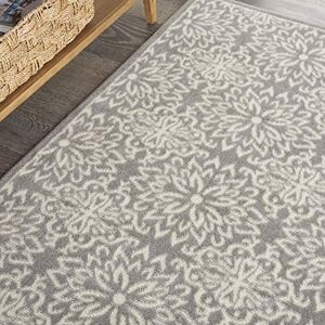 Nourison Jubilant Floral Ivory/Grey 3' x 5' Area-Rug, Easy-Cleaning, Non Shedding, Bed Room, Living Room, Dining Room, Kitchen (3x5) Nourison Jubilant Floral Ivory/Grey 3' x 5' Area-Rug, Easy-Cleaning, Non Shedding, Bed Room, Living Room, Dining Room, Kitchen (3x5)