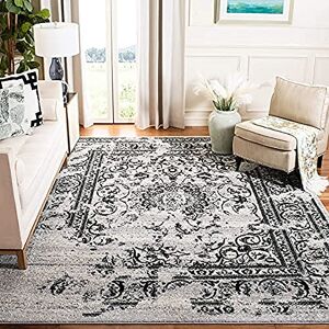 Safavieh Distressed Rug for Living Room, Dining Room, Bedroom Adirondack Collection, Short Pile, in Silver and Black, 91 X 152 cm Safavieh Distressed Rug for Living Room, Dining Room, Bedroom Adirondack Collection, Short Pile, in Silver and Black, 91 X 152 cm