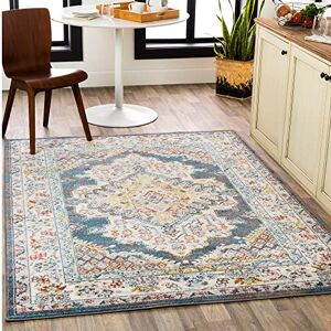 Livabliss Casablanca Vintage Rug Area Rugs Living Room 160x213 cm, Dining Floor, Kitchen, Traditional Multicoloured Boho Style, Easy Care Pile, Bohemian Large Rug, Brown and Blue Livabliss Casablanca Vintage Rug Area Rugs Living Room 160x213 cm, Dining Floor, Kitchen, Traditional Multicoloured Boho Style, Easy Care Pile, Bohemian Large Rug, Brown and Blue