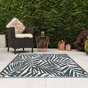 JVL Lightweight Reversible Plastic Woven Outdoor Rug, 120x170cm, Leaves, Grey/White JVL Lightweight Reversible Plastic Woven Outdoor Rug, 120x170cm, Leaves, Grey/White