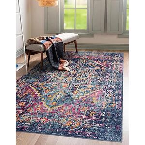 Asiatic Edits Low Pile Vintage Navy Indoor Rug for Living room, Bedroom, Conservatory, Hallway, Large Area, Easy to Clean, Area Rugs Non Shedding 120x170cm Asiatic Edits Low Pile Vintage Navy Indoor Rug for Living room, Bedroom, Conservatory, Hallway, Large Area, Easy to Clean, Area Rugs Non Shedding 120x170cm