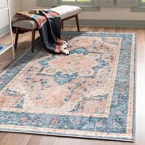 Green Decore Vernal Peoria Machine washable, Non Shedding, Non Slip Area Rug for Living Room, Bedroom, Dining Room, Hallway, Kitchen, Pet Friendly, Teal/Cream/orange, 200 cm X 300 cm Green Decore Vernal Peoria Machine washable, Non Shedding, Non Slip Area Rug for Living Room, Bedroom, Dining Room, Hallway, Kitchen, Pet Friendly, Teal/Cream/orange, 200 cm X 300 cm