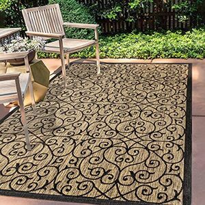 JONATHAN Y SMB107A-8 Madrid Vintage Filigree Textured Weave Indoor Outdoor Area Rug, Classic, Traditional, Easy Cleaning, Bedroom, Kitchen, Backyard, Patio, Non Shed, Black/Khaki, 240 cm X 300 cm JONATHAN Y SMB107A-8 Madrid Vintage Filigree Textured Weave Indoor Outdoor Area Rug, Classic, Traditional, Easy Cleaning, Bedroom, Kitchen, Backyard, Patio, Non Shed, Black/Khaki, 240 cm X 300 cm
