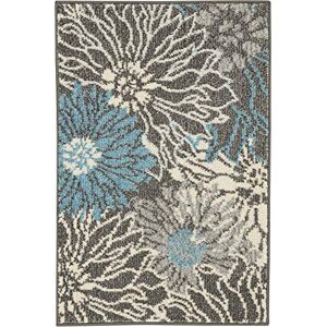 Nourison Passion Floral Chic Charcoal/Blue Area Rug (2' x 3') Nourison Passion Floral Chic Charcoal/Blue Area Rug (2' x 3')