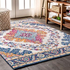 JONATHAN Y BMF106A-4 Bohemian FLAIR Boho Vintage Medallion Indoor Area Rug, Traditional, Transitional Easy Cleaning, Bedroom, Kitchen, Living Room, Non Shedding, Blue/Multi, 120 cm X 180 cm JONATHAN Y BMF106A-4 Bohemian FLAIR Boho Vintage Medallion Indoor Area Rug, Traditional, Transitional Easy Cleaning, Bedroom, Kitchen, Living Room, Non Shedding, Blue/Multi, 120 cm X 180 cm