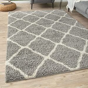 THE RUGS Shaggy Rug – Modern Moroccan Design Rugs for Living Room, Bedroom, Hallway, 3 cm Thick Area Rugs, (Moroccan Grey/Ivory, 140x200cm) THE RUGS Shaggy Rug – Modern Moroccan Design Rugs for Living Room, Bedroom, Hallway, 3 cm Thick Area Rugs, (Moroccan Grey/Ivory, 140x200cm)