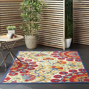 Nourison Aloha Red Multicolor Easy-Care Indoor-Outdoor Floral 5'3" x 7'5" Area Rug 5'x8' Nourison Aloha Red Multicolor Easy-Care Indoor-Outdoor Floral 5'3" x 7'5" Area Rug 5'x8'