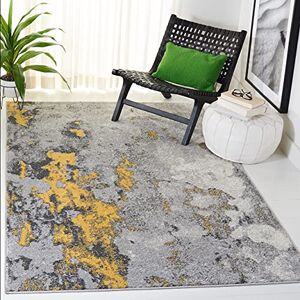 Safavieh Modern Abstract Distressed Rug for Living Room, Dining Room, Bedroom Adirondack Collection, Short Pile, in Grey and Yellow, 122 X 183 cm Safavieh Modern Abstract Distressed Rug for Living Room, Dining Room, Bedroom Adirondack Collection, Short Pile, in Grey and Yellow, 122 X 183 cm