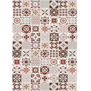 MANI TEXTILE Carreau de ciment Rug Polyester 50 x 120 cm Red MANI TEXTILE Carreau de ciment Rug Polyester 50 x 120 cm Red