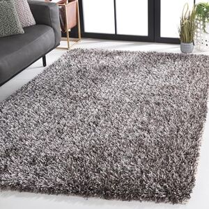 Safavieh Shaggy Rug for Living Room, Dining Room, Bedroom New Orleans Shag Collection, High Pile, in Platinum and Ivory, 122 X 183 cm Safavieh Shaggy Rug for Living Room, Dining Room, Bedroom New Orleans Shag Collection, High Pile, in Platinum and Ivory, 122 X 183 cm