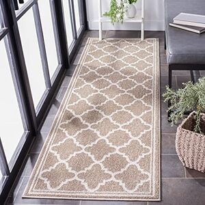 Safavieh Moroccan Trellis Rug for Indoor & Outdoor Amherst Collection, Short Pile, in Wheat and Beige color, 69 X 213 cm Safavieh Moroccan Trellis Rug for Indoor & Outdoor Amherst Collection, Short Pile, in Wheat and Beige color, 69 X 213 cm