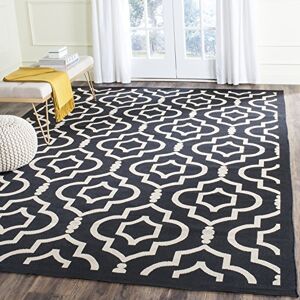 Safavieh Trellis Rug for Indoor & Outdoor Courtyard Collection, Short Pile, in Black and Beige color, 79 X 152 cm Safavieh Trellis Rug for Indoor & Outdoor Courtyard Collection, Short Pile, in Black and Beige color, 79 X 152 cm