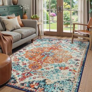 Lahome Bohemian Floral Medallion Area Rug 5x7 Oriental Distressed Large Bedroom Rug, Soft Non-Slip Washable Dining Room Mat Indoor Throw Nursery Floor Carpet for Guest Room Entryway Lahome Bohemian Floral Medallion Area Rug 5x7 Oriental Distressed Large Bedroom Rug, Soft Non-Slip Washable Dining Room Mat Indoor Throw Nursery Floor Carpet for Guest Room Entryway