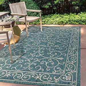 JONATHAN Y SMB106F-8 Charleston Vintage Filigree Textured Weave Indoor Outdoor Area Rug, Classic, Traditional, Easy Clean, Bedroom, Kitchen, Backyard, Patio, Non Shed, Teal/Gray, 240 cm X 300 cm JONATHAN Y SMB106F-8 Charleston Vintage Filigree Textured Weave Indoor Outdoor Area Rug, Classic, Traditional, Easy Clean, Bedroom, Kitchen, Backyard, Patio, Non Shed, Teal/Gray, 240 cm X 300 cm