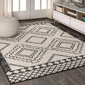 JONATHAN Y MOH200A-8 Amir Moroccan Beni Souk Indoor Area Rug, Bohemian, Sc&inavian, Transitional Easy Cleaning, Bedroom, Kitchen, Living Room, Non Shedding, Cream/Black, 240 cm X 300 cm JONATHAN Y MOH200A-8 Amir Moroccan Beni Souk Indoor Area Rug, Bohemian, Sc&inavian, Transitional Easy Cleaning, Bedroom, Kitchen, Living Room, Non Shedding, Cream/Black, 240 cm X 300 cm