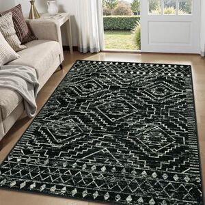 Wonnitar Moroccan Washable Area Rug 5x7, Black Large Rug for Living Room, Non-Slip Boho Bedroom Throw Mat, Low Pile Stain Resistant Geometric Floor Carpet for Dining Table Kitchen Dorm (Black,5'x7') Wonnitar Moroccan Washable Area Rug 5x7, Black Large Rug for Living Room, Non-Slip Boho Bedroom Throw Mat, Low Pile Stain Resistant Geometric Floor Carpet for Dining Table Kitchen Dorm (Black,5'x7')