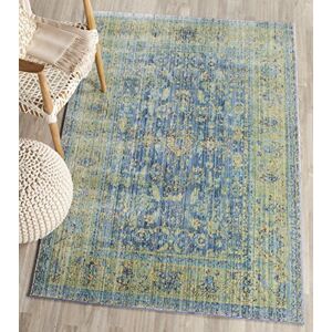 Safavieh Craft Art-Inspired Rug for Living Room, Dining Room, Bedroom Valencia Collection, Short Pile, in Blue and Multi, 122 X 183 cm Safavieh Craft Art-Inspired Rug for Living Room, Dining Room, Bedroom Valencia Collection, Short Pile, in Blue and Multi, 122 X 183 cm
