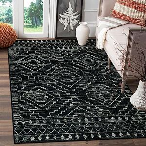 Wonnitar Moroccan 3x5 Rug, Black Washable Small Rug for Bedroom, Non-Slip Geometric Tribal Entry Throw Mat, Boho Farmhouse Rustic Soft Low Pile Area Rug for Bathroom Dining Guest Room (Black,3'x5') Wonnitar Moroccan 3x5 Rug, Black Washable Small Rug for Bedroom, Non-Slip Geometric Tribal Entry Throw Mat, Boho Farmhouse Rustic Soft Low Pile Area Rug for Bathroom Dining Guest Room (Black,3'x5')
