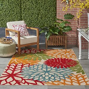 Nourison Aloha Indoor/Outdoor Floral Green 5'3" x 7'5" Area Rug (5'x8') Nourison Aloha Indoor/Outdoor Floral Green 5'3" x 7'5" Area Rug (5'x8')