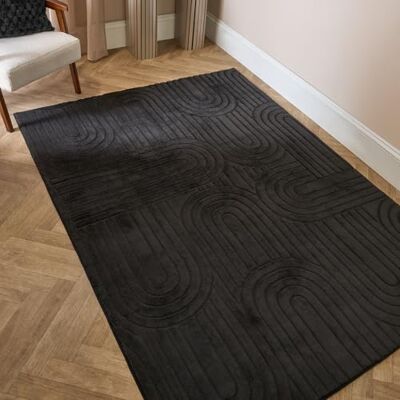 OHS Arches Tufted Rugs for Bedroom Black, Soft Fluffy Rugs Living Room Home Decorations Small Rug Modern Non Slip Bedroom Rug Hallway Runner Non Shedding Low Pile Floor Carpet, 80 x 150cm OHS Arches Tufted Rugs for Bedroom Black, Soft Fluffy Rugs Living Room Home Decorations Small Rug Modern Non Slip Bedroom Rug Hallway Runner Non Shedding Low Pile Floor Carpet, 80 x 150cm