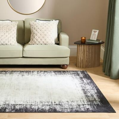 OHS Rugs Living Room 120 x 170, Abstract Printed Washable Area Rugs for Bedroom Home Lounge Hallway Runner Soft Non Slip Vintage Medium Bedroom Rug Non Shedding Carpet, Monochrome OHS Rugs Living Room 120 x 170, Abstract Printed Washable Area Rugs for Bedroom Home Lounge Hallway Runner Soft Non Slip Vintage Medium Bedroom Rug Non Shedding Carpet, Monochrome