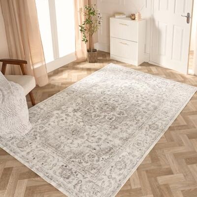 OHS Vintage Extra Large Rugs for Living Room, Printed Washable Rugs Soft Durable Material Decorative Home Design Stylish Large Rug Bedroom Natural, 160 x 230cm OHS Vintage Extra Large Rugs for Living Room, Printed Washable Rugs Soft Durable Material Decorative Home Design Stylish Large Rug Bedroom Natural, 160 x 230cm