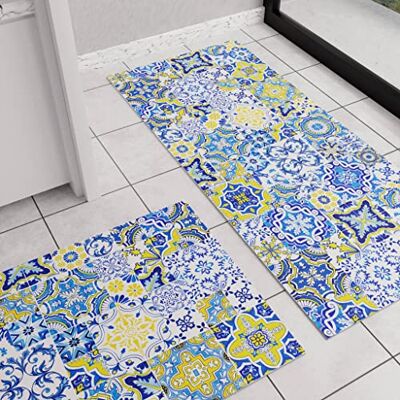 PETTI Artigiani Italiani Washable Non Slip Kitchen Runner Rug, 52 x 140 cm, Vietri Blue Design, 100% Made in Italy PETTI Artigiani Italiani Washable Non Slip Kitchen Runner Rug, 52 x 140 cm, Vietri Blue Design, 100% Made in Italy