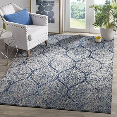 Safavieh Modern Chic Indoor Woven Rectangle Area Rug, Madison Collection, MAD604, in Navy / Silver, 155 X 229 cm for Living Room, Bedroom or Any Indoor Space Safavieh Modern Chic Indoor Woven Rectangle Area Rug, Madison Collection, MAD604, in Navy / Silver, 155 X 229 cm for Living Room, Bedroom or Any Indoor Space