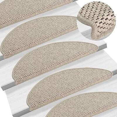 vidaXL 15x Self-Adhesive Stair Mats Sisal-Look Decoration Protector Stair Rug Tread Mat Non Slip Floor Carpet Covering Home Indoor Taupe vidaXL 15x Self-Adhesive Stair Mats Sisal-Look Decoration Protector Stair Rug Tread Mat Non Slip Floor Carpet Covering Home Indoor Taupe